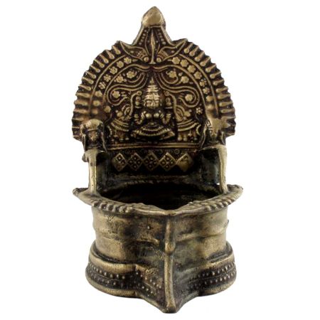 Golden Brass Oil Lamp (Deepak) Hindu Festival Diya 